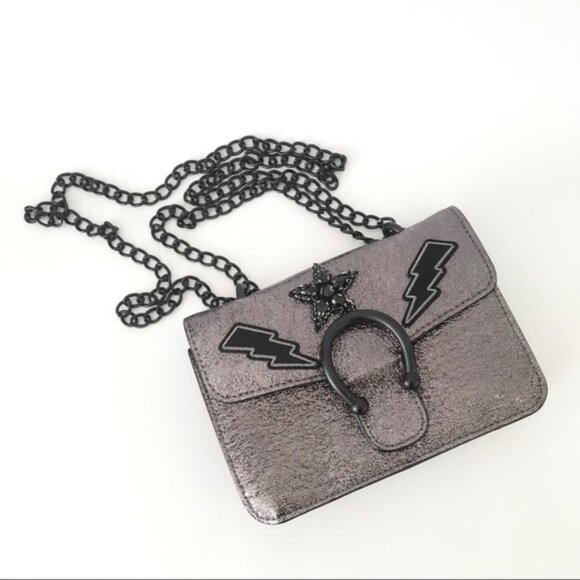 Steve Madden Black Crossbody Bag with Glamorous Sparkle - Picture 1 of 10